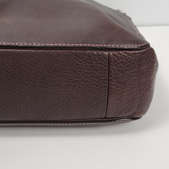 Coach Dark Brown Tan Gorgeous Pebble Leather Shoulder Bag Purse No H0669-F08E98 - Picture 8 of 16